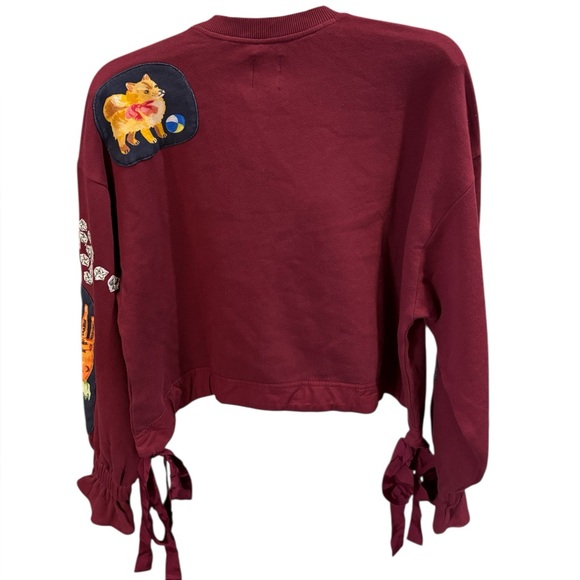 Maeve x Nathalie Lete Circus Long Sleeve Drawstring Top in Wine Size XS. NWT - Picture 5 of 12